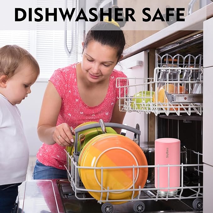 Kids Water Bottle with Straw, 16oz Cute Water Bottle, Single Wall 18/8 Stainless Steel, Dishwasher Safe & Leakproof, Reusable Gift for Girls Boys to School Sports Travel Camping, Pink