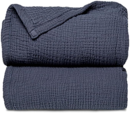 Lulu moon Muslin Quilt Blanket, Crib Blanket for Baby and Toddler,47x47 Inches(Blue)