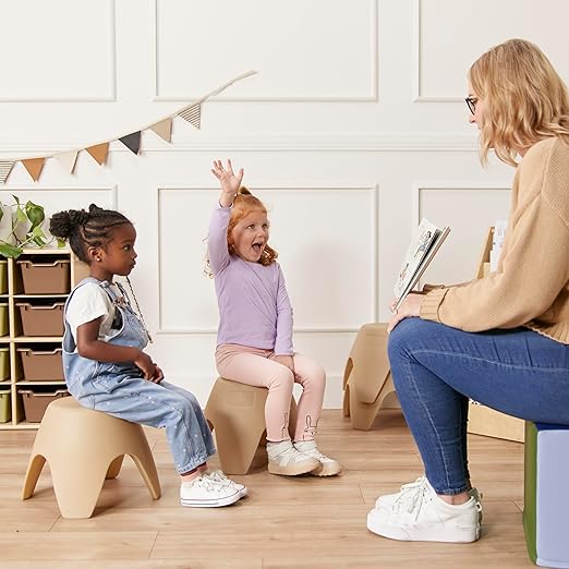 ECR4Kids Ayana Stool Set, Flexible Seating, Sand, 4-Pack