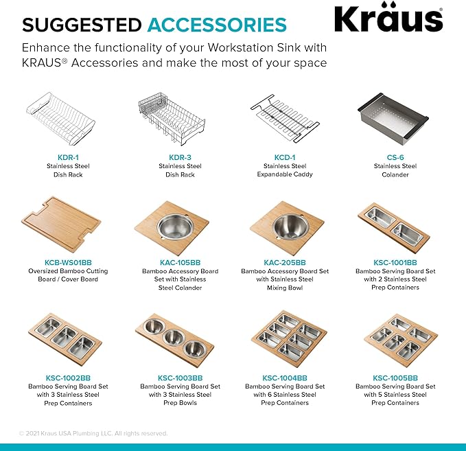 KRAUS Kore 27 Inch Undermount Workstation 16 Gauge Stainless Steel Single Bowl Kitchen Sink with Accessories in PVD Gunmetal Finish with Accessories, KWU110-27-PGM