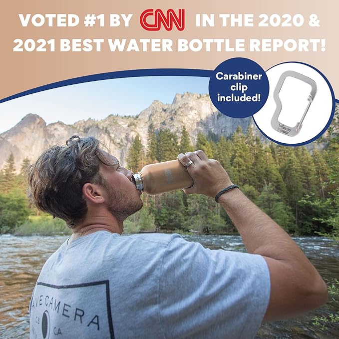 Healthy Human Stainless Steel Water Bottle | Double Walled Vacuum Insulated Water Thermos for Adults | Eco-Friendly Travel Bottles with Leak Proof Lid (Papaya, 21 oz/ 621 ML)