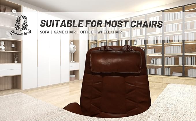 BOWERBIRD Genuine Leather Recliner Head Pillow-Head and Neck Pillow-Headrest Cushion for Neck Pain Relief and Cervical Support