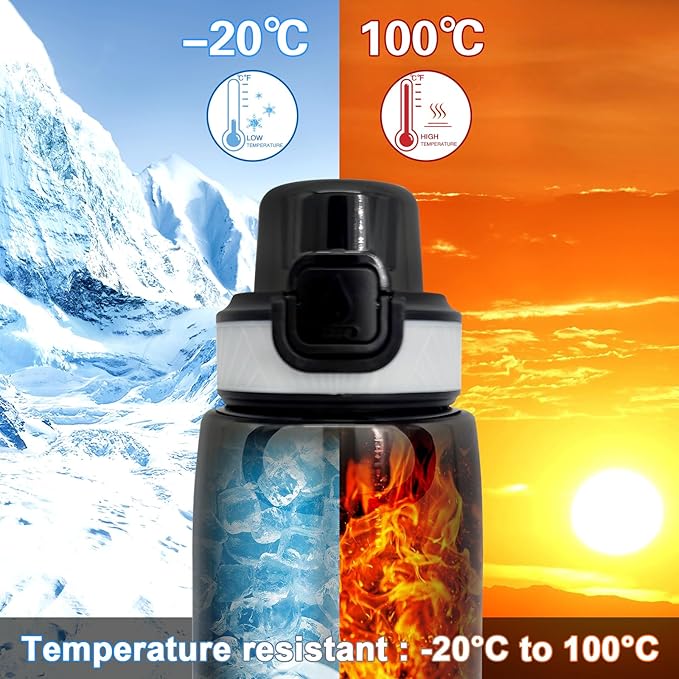 Newly Upgraded 35oz Air Water Bottle with Flavor Pods, Leak Proof Scented Water Bottle with Large Portable Handle, 0 Suger No BPA for Gym, Outdoors, Schools (Black Straight Mouth)