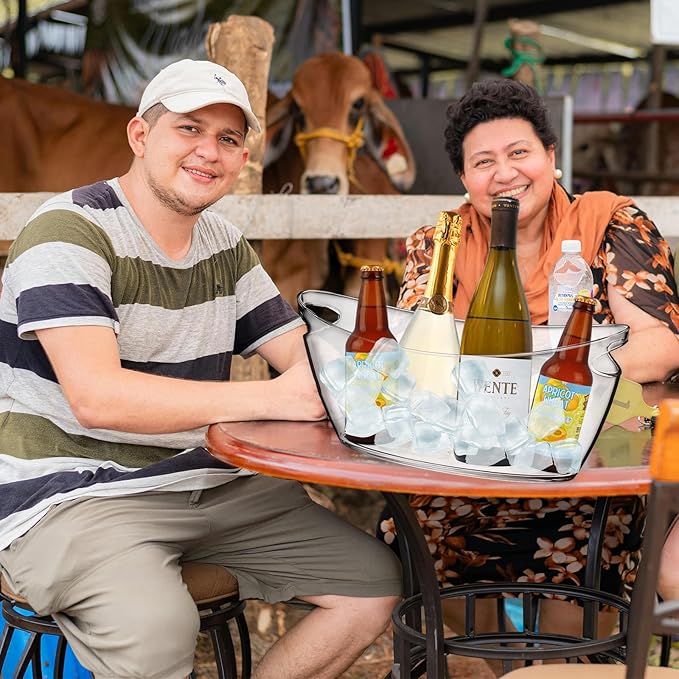 Cheardia 2 Pack Ice Bucket, Acrylic Champagne Bucket 5.5L Beverage Tub for Parties, Mimosa Bar Supplies, Cocktail Bar, Champagne, Beer, Wine, Clear, Long and Narrow