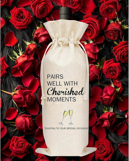 comfit Wedding Engagement Wine Gift Bag - Bridal Shower Gifts for Fiancee, Gifts for Mr and Mrs, Anniversary, Birthday, Graduation