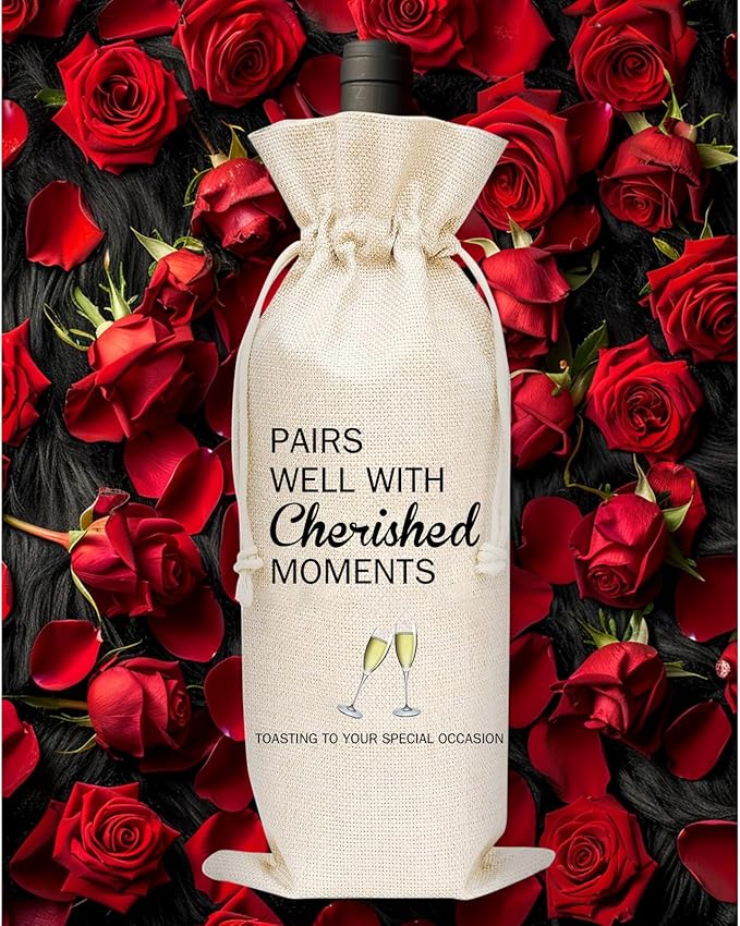 comfit Wedding Engagement Wine Gift Bag - Bridal Shower Gifts for Fiancee, Gifts for Mr and Mrs, Anniversary, Birthday, Graduation