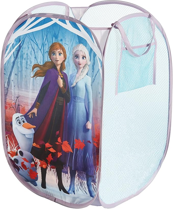 Idea Nuova Frozen 2 Pop Up Hamper Featuring Anna & Elsa, with Durable Carry Handles, 21" H x 13.5" W X 13.5" L