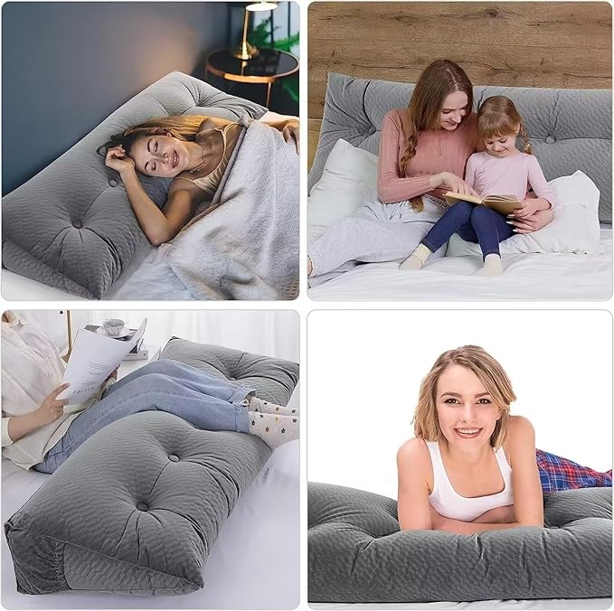 Triangular Headboard Pillow Wedge Pillow for Headboard Gap Headboard Pillow Twin Daybed Pillows Backrest Pillow with Side Pockets