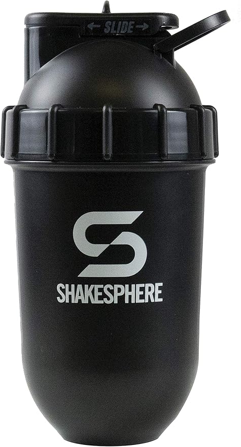SHAKESPHERE Tumbler: Protein Shaker Bottle and Smoothie Cup, 24 oz - Bladeless Blender Cup Purees Raw Fruit with No Blending Ball - Drink Powder Mix Shake Mixer for Pre Workout, Gym (Glossy White)