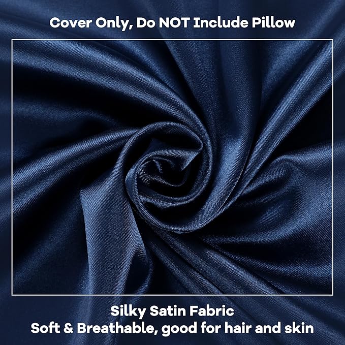 HOMBYS Satin Bed Wedge Pillow Cover Silky & Smooth Wedge Pillowcase 1 Pack 24x24x7.5, Soft & Breathable, Removable & Machine Washable-Zipper Design (Pillow Not Include)