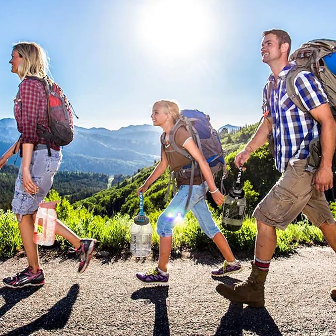 Water Bottle with Time Markings, BOTTLED JOY 2.5L Reusable Wide Mouth Bottle BPA Free, Runners Hand Grip Leak Proof Bottle, Two Drinking Methods for Jogging, Hiking, Gym