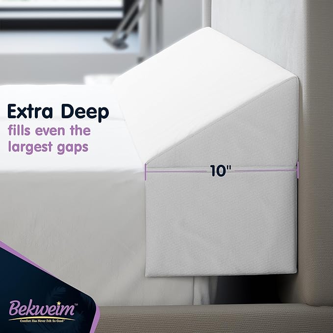 Wedge Pillow Headboard Bed Gap Filler King - Headboard Pillow Size 76 X 10 X 6 - Long Pillow for Bed Wedge Gap Filler with Large Pocket for Bed Accessories - Mattress Gap Filler King Bed (White)