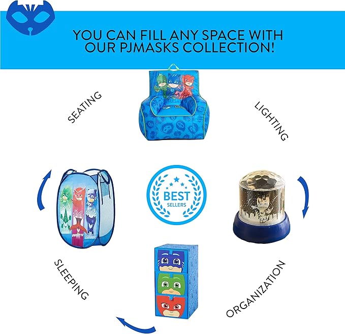 Idea Nuova PJ Mask Pop Up Storage and Laundry Hamper, 21" H x 13.5" W X 13.5" L