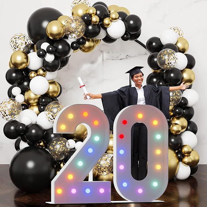 4FT Marquee Light Up Numbers Marquee Numbers 20, Choose Your Color, Including Cool White & Colorful, NO Glue Gun Needed, 2024 Graduation Decorations