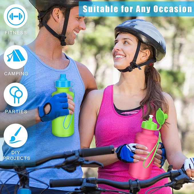 72 Pcs Sports Water Bottles Bulk 20 oz Plastic Water Bottles Reusable Squeeze Water Bottles Team Bottles with Pull Top Cap for Adults Kids Outdoor Cycling Fitness