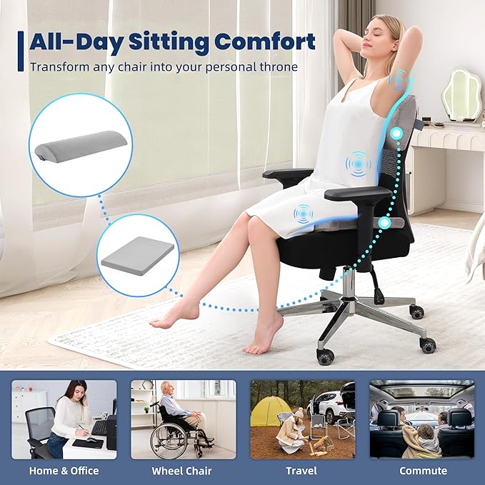 BDEUS 6pcs Orthopedic Bed Wedge Memory Foam Pillow Set for Sleeping Post Surgery Pain Relief Acid Reflux Snug Stop Adjustable Body Positioners Sitting Up in Bed with Travel Bag