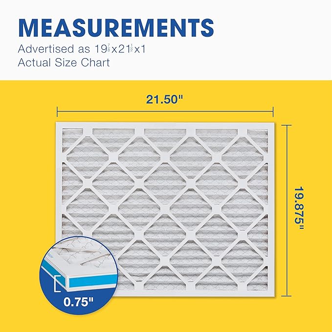 Aerostar 19.875x 21.5x1 MERV 11 - 6 Count - Pleated HVAC, Furnace & Air Conditioner Filters - Removes Dust, Cold & Flu Germs, Lint, Mold, Pet Dander, Allergy-Causing Pollen, Smog & Smoke