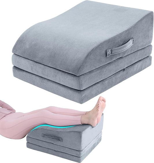 HOMBYS Adjustable Height Wedge Leg Elevating Pillow for Swelling,Three Layers Wedge Leg Support Pillows for After Surgery,Foot Wedge Pillow for Knee Pain Relief, Elevated Pillows for Sleeping,Grey