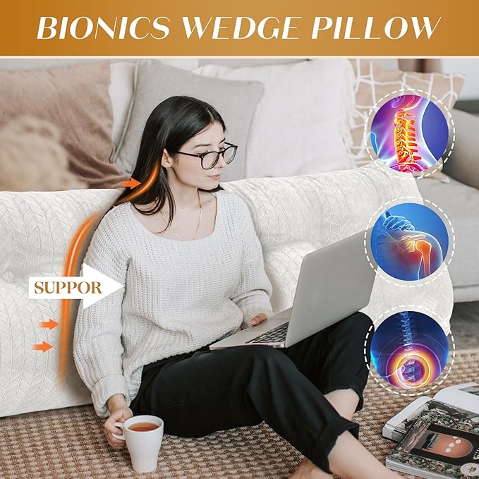 Triangular Wedge Headboard Pillow Large Bolster Bed Rest Reading Pillow Backrest Positioning Support Bolster Cushion with Removable Cover