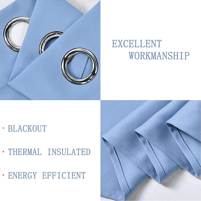 Light Sky Blue Valances for Windows 70X18 Inches Blackout Thermal Insulated Valance with Grommet Top for Kitchen Living Room Short Straight Drape Valance for Bedroom Kids Room 1 Panel