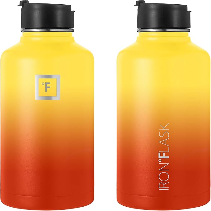 Iron Flask Sports Water Bottle - 64 Oz, 3 Lids (Straw Lid), Leak Proof, Vacuum Insulated Stainless Steel, Double Walled, Thermo Mug, Metal Canteen