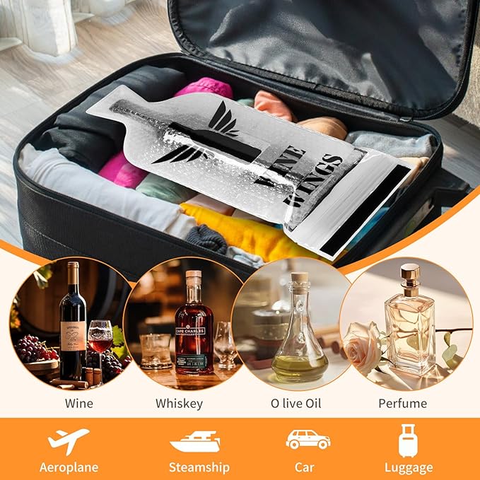 Wine Bags for Travel, 2 Set Reusable Wine Bottle Travel Protector Bags, Airplane Car Cruise,Double Layer Leak Proof, wine bottle travel protector bags, Travel Wine Bags for Suitcase Luggage