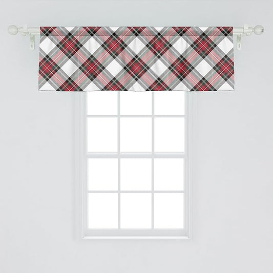 Ambesonne Tartan Window Valance, Traditional Plaid with Diagonal Lines and Rhombuses Scottish Culture Inspirations, Curtain Valance for Kitchen Bedroom Decor with Rod Pocket, 42" x 18", Multicolor