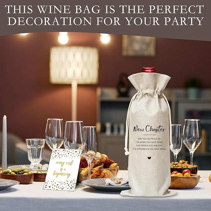 Dskly New Beginning Gifts Wine Bag & Card, Divorce Wine Bag Gifts For Divorced Women Men, New Job Wine Bag Gifts For Coworker, Pairs Well With a New Chapter Wine Bag For Divorce Retirement Party -47