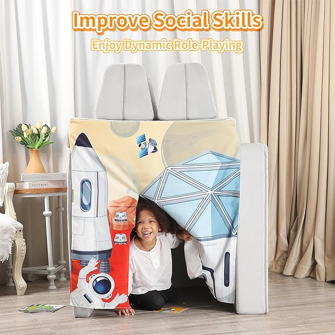 Play Panels for Kids Foam Play Couch, Space Settlement