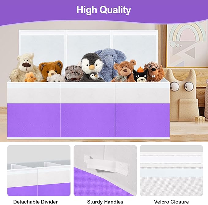 Kids Toy Box, Extra Large Toy Chest for Boy and Girl, 118L Toy Storage Organizer Stuffed Animals Holder with Removable Divider and Sturdy Handle for Nursery, Bedroom, Living room, 36"L x 12.6"W x 16"H