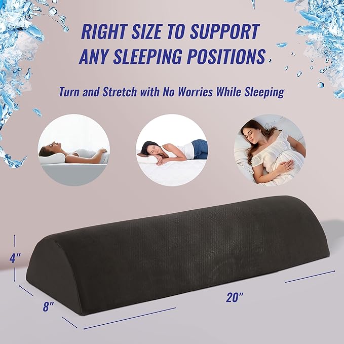 Cooling Knee Pillow for Back Sleeping, Knee Wedge Pillow for Back Pain, Cooling Body Pillow Leg Pillow for Side Sleeping, Knee Bolster Pillow for Legs support, Half Moon Knee Pillow for Back Sleeping