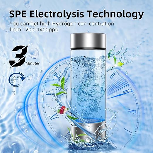 Hydrogen Water Bottle, Portable Hydrogen Water Bottle Generator, Rechargeable Hydrogen Water Ionizer Machine for Home, Office, Travel and Exercise