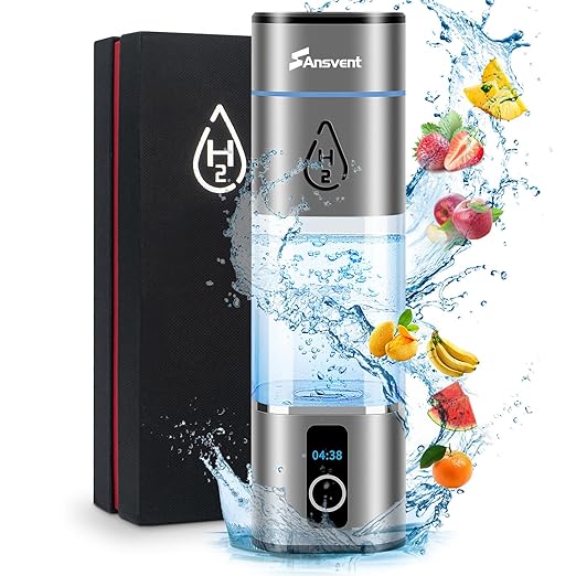 Hydrogen Water Bottle, 3000+ ppb Hydrogen Water Bottle Generator with SPE/PEM Technologyand LED Display, Hydrogen Water Ionizer Machine for Office, Home, Travel,Gift (Grey)