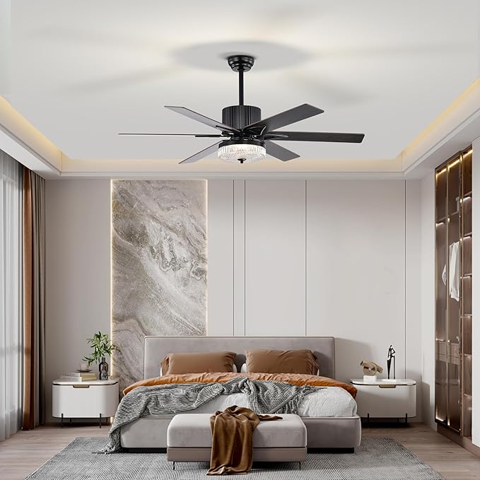 NicBex Ceiling Fan 52 Inch Stylish Design Ceiling Fan with Lights Ceiling Fans with 6 Blades and Remote Control Reversible Ceiling Fan for Bedroom, Living Room, Matte Black