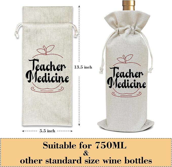Teacher Appreciation Gifts, Thank You Gifts for Teacher Counselor Graduation Retirement Gifts for Coworker Colleague Thanksgiving Christmas Party Favor Wine Bag Decoration Supplies /47