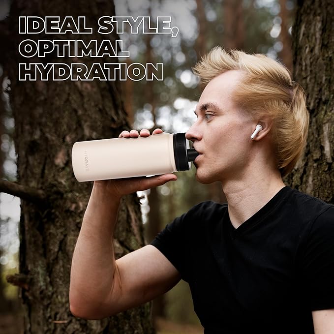 HYDRATE Insulated Stainless Steel Water Bottle - Large Reusable Flask with Leak-Proof Design and Convenient Handle - Double Vacuum Insulation for School, Work, or Adventure