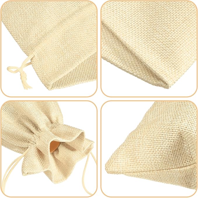 uxcell Burlap Wine Bags with Drawstrings, 12Pcs Wine Gift Bags Reusable Wine Bottle Bags with Ropes and Tags for Wedding, Birthday, Travel (14 x 6.3 In, Beige)