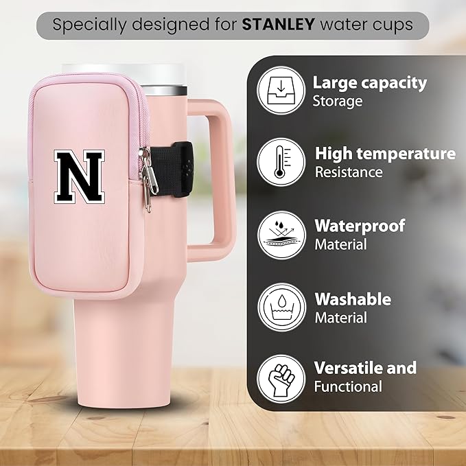 Mini Water Bottle Pouch for Stanley-Tumbler pouch with Zipper Pocket, Stanley pouch, Insulated Mug pouch, Tumbler carry holder pouch, Travel mug pouch | Waterproof
