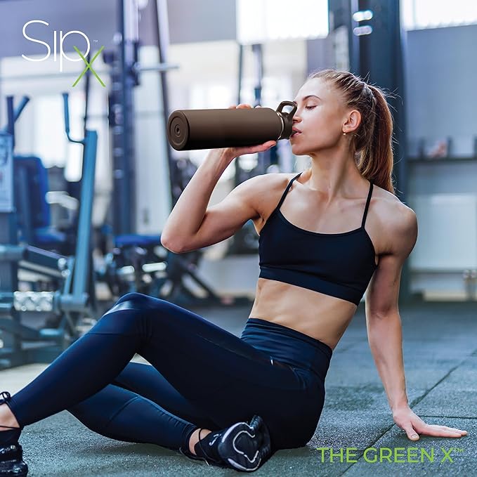 SipX™ Triple-Insulated Stainless Steel Water Bottle 40oz. With 3 Lids, BPA-Free Reusable Insulated Water Bottle Keeps Cold 24 Hours, Metal Water Bottle Made Of Sustainable Material For Hiking & Biking