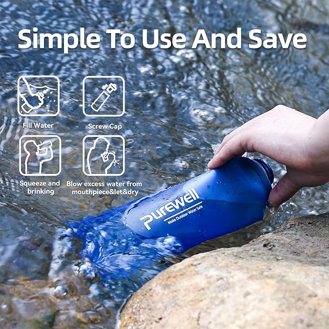 Water Bottle Filter Container BPA Free Outdoor Filtered Water Bag for Sport Camping and Hiking