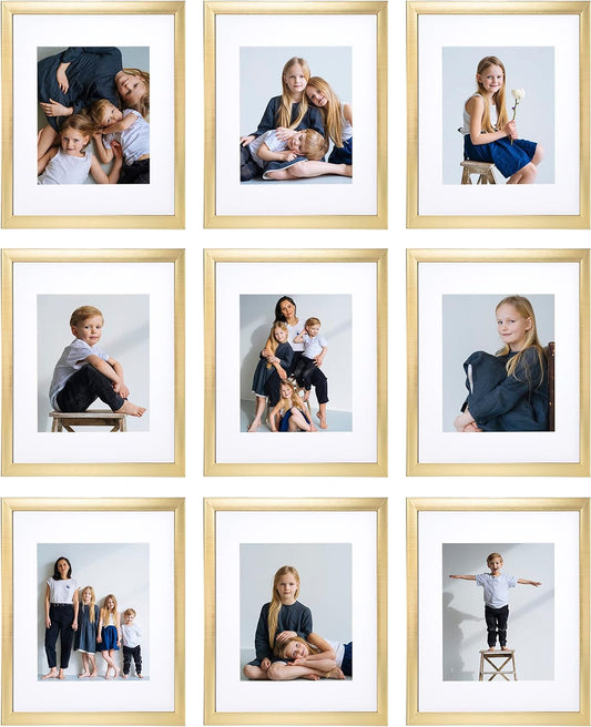 Sheffield Home 9 Piece Gallery Wall Frame Set, 11x14 Inch, Gold