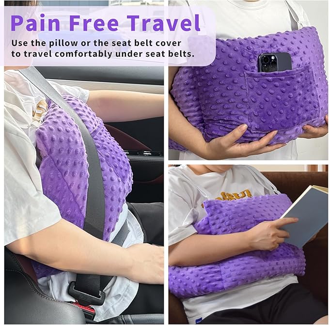 Post Mastectomy Pillow for Breast Reduction & Augmentation Patients After Heart Post Breast Cancer Surgery Mastectomy Recovery Breast Pillow Offers Support & Comfort-Surgery Gift for Women(Lavender)