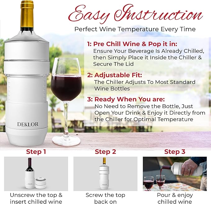 Wine Chiller - Wine Coolers for Wine Bottles and Champagnes, Keeps Wine and Beverages Cold - Perfect Wine Gift For Parties and Dinners