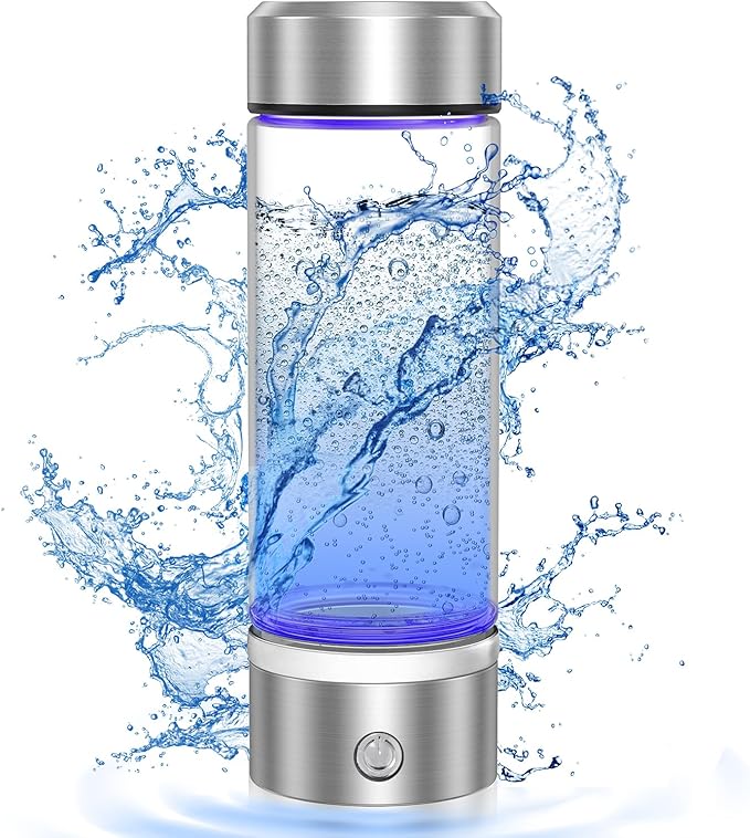 Hydrogen Water Bottle, Portable Rechargeable Hydrogen Water Bottle Generator [Gifts for Him Her], Hydrogen Water Machine for Home Travel Office Exercise (Silver)