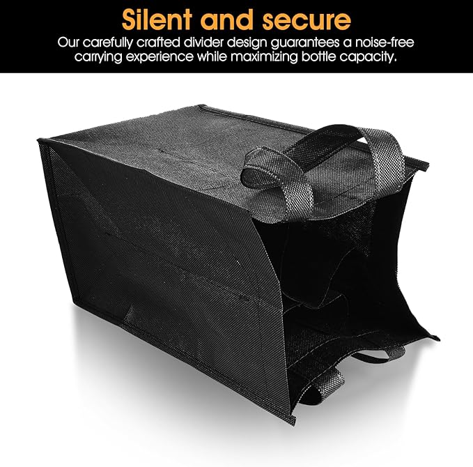 TIESOME 4 Bottle Wine Bags for Travel, Wine Carrier Tote, Waterproof Carrier Wine Bottle Holder Bag Reusable Wine Gift Bag Portable Grocery Bags with Base Plate & Carry Handle for Wine Lover Gift