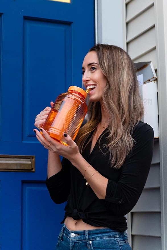 COOL GEAR 2-Pack 80 oz Big Freeze Sports Water Bottle with Freezer Stick and Handle | Hydrating Colored Water Bottle - Purple