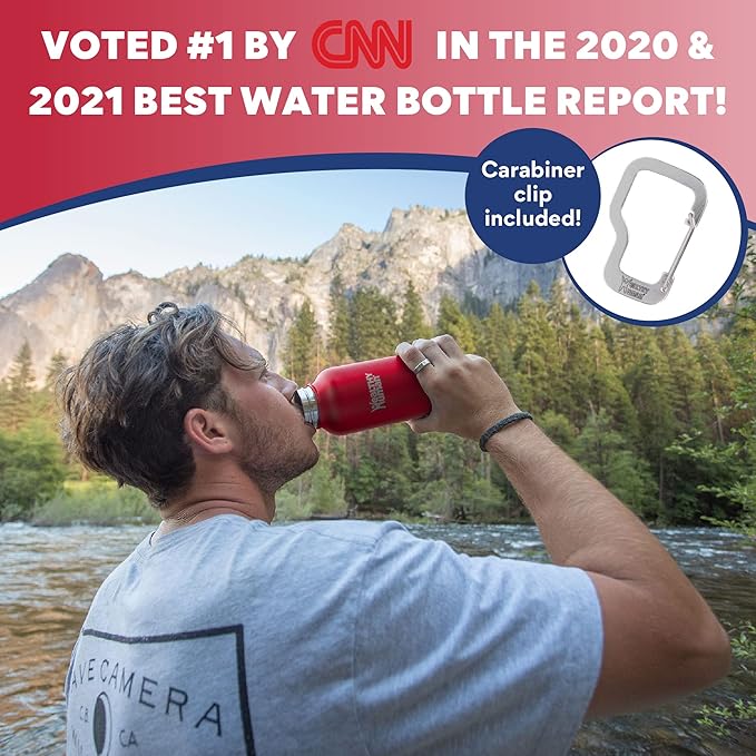 Healthy Human Stainless Steel Water Bottle | Double Walled Vacuum Insulated Water Thermos for Adults | Eco-Friendly Travel Bottles with Leak Proof Lid (Red Hot, 40 oz / 1183 ML)