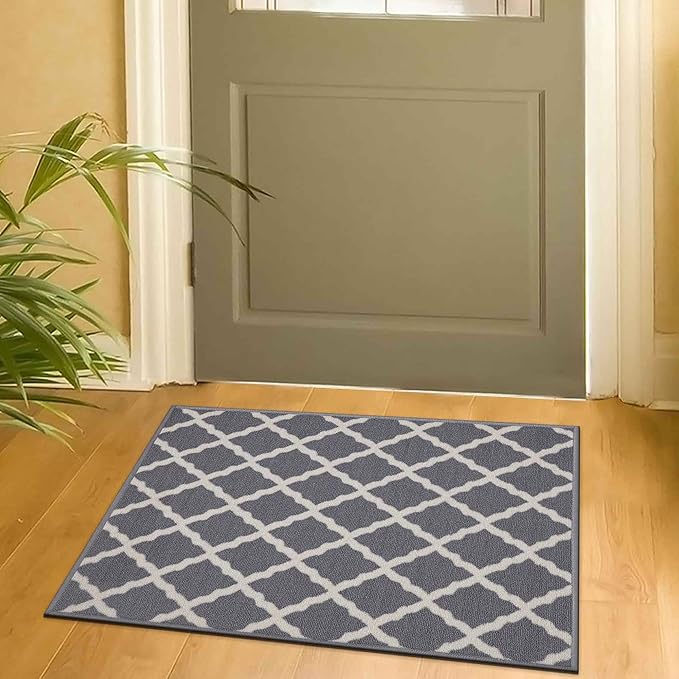 Ottomanson Glamour Collection Non-Slip Rubberback Moroccan Trellis Design 2x3 Indoor Area Rug/Entryway Mat, 2'3" x 3', Gray