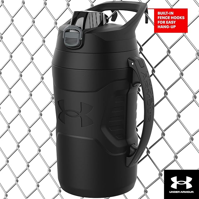 Under Armour Sports Water Jug, 32 oz Insulated Water Bottle w/Handle, Fence Hook, Leak Resistant, Baseball, Football & More