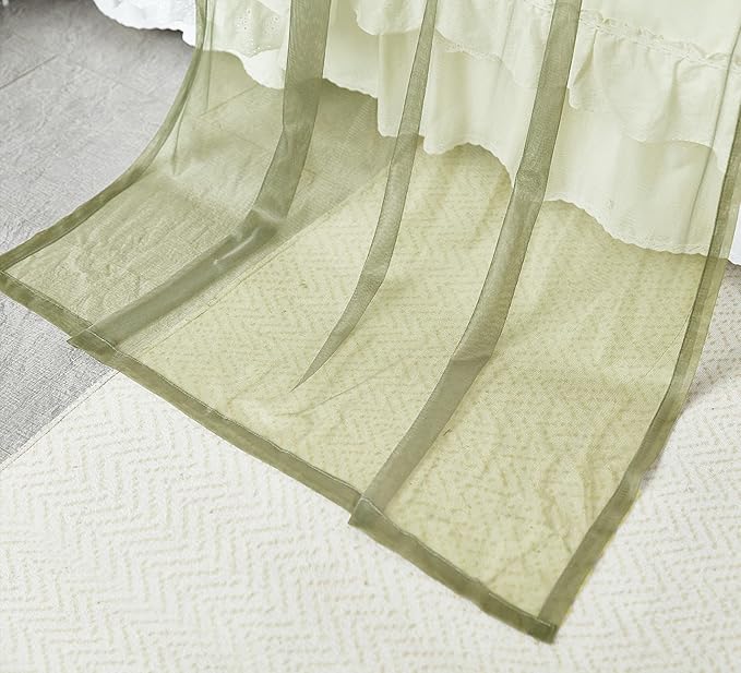 Akiky Canopy Bed Curtains King Sheer Sage Green Bed Canopy Scarf Bed Canopy,Kids Bed Scarf-Curtains for Room Décor or Wedding Party Décor(2 Bed Canopy)
